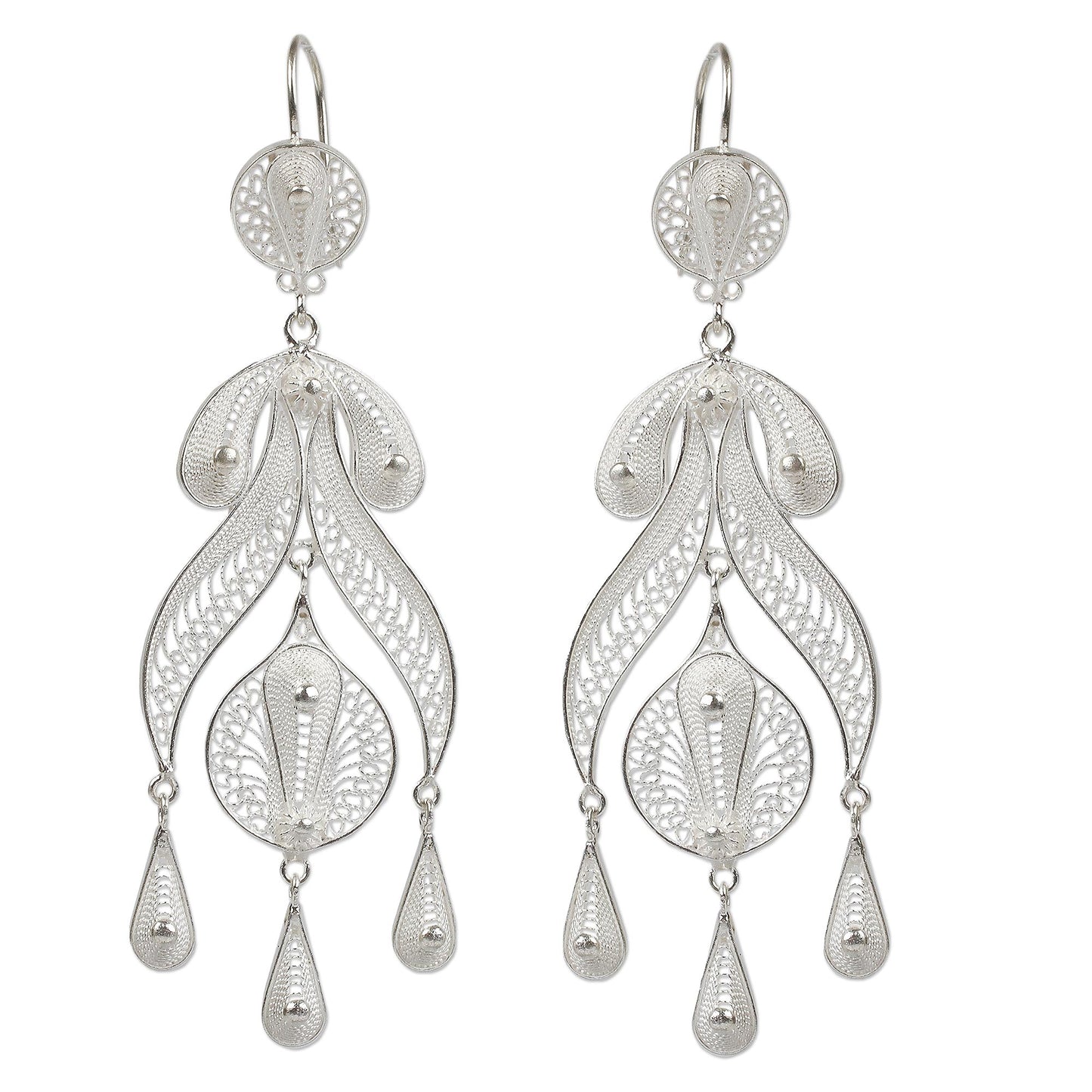 Filigree Teardrops Chandelier Earrings