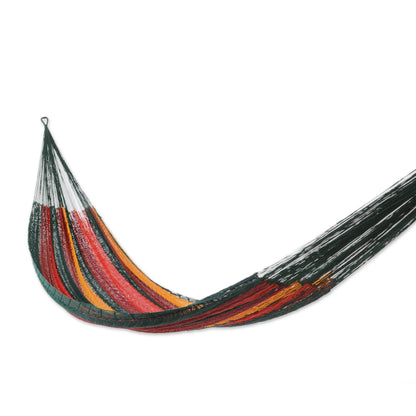 Red Wine Sunset Unique Rope Hammock from Mexico (Double)