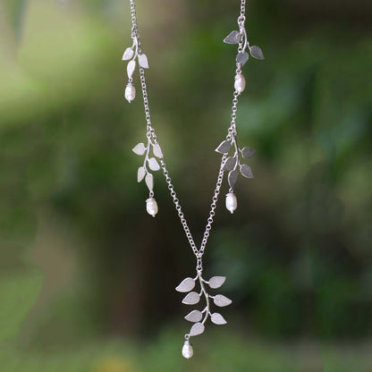 Cloud Forest White Pearl & Silver Necklace