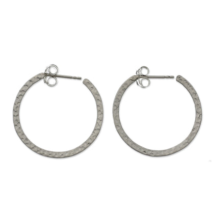 Sterling Silver Moon Walk Half Hoop Earrings