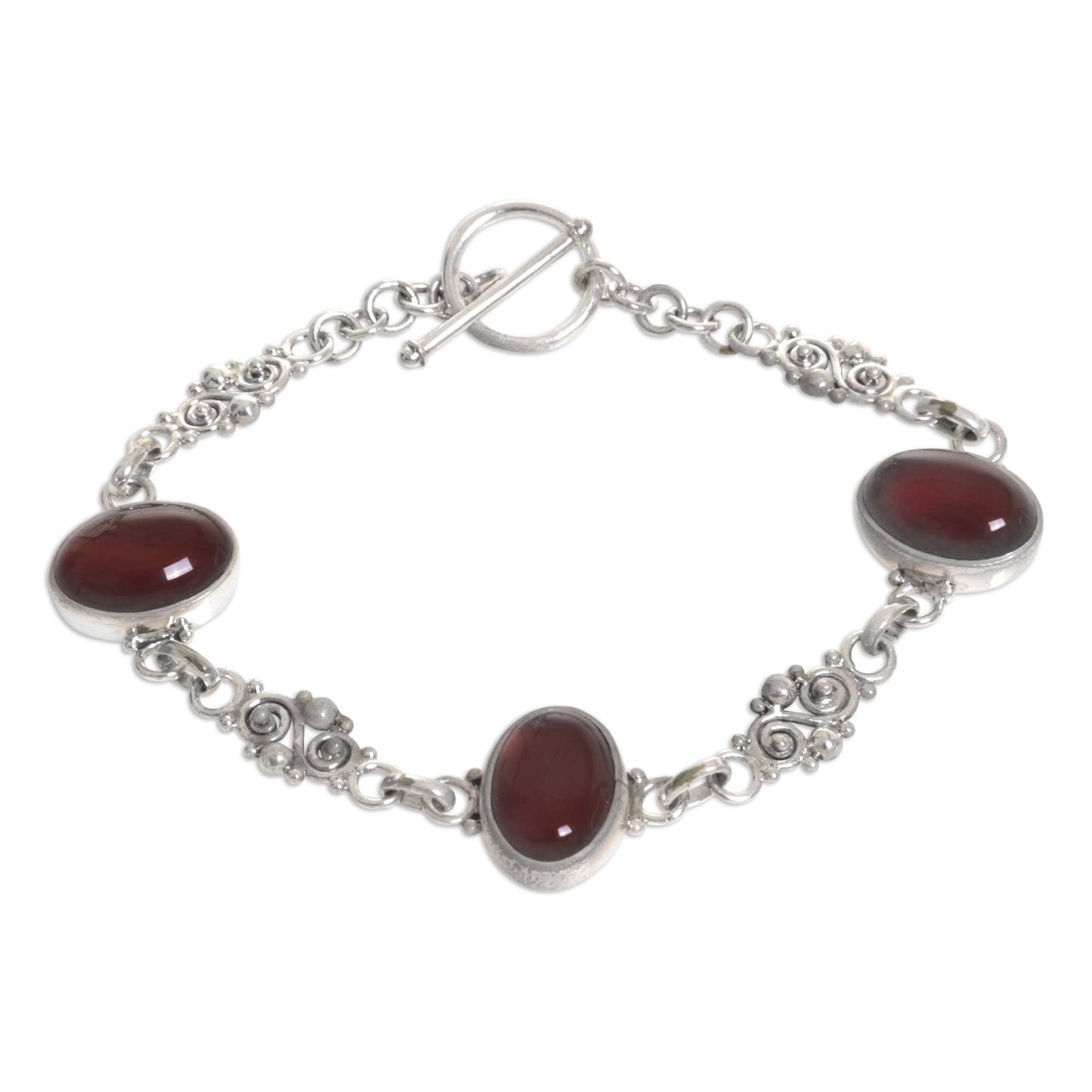 Sunset in Bali Sterling Silver Carnelian Link Bracelet