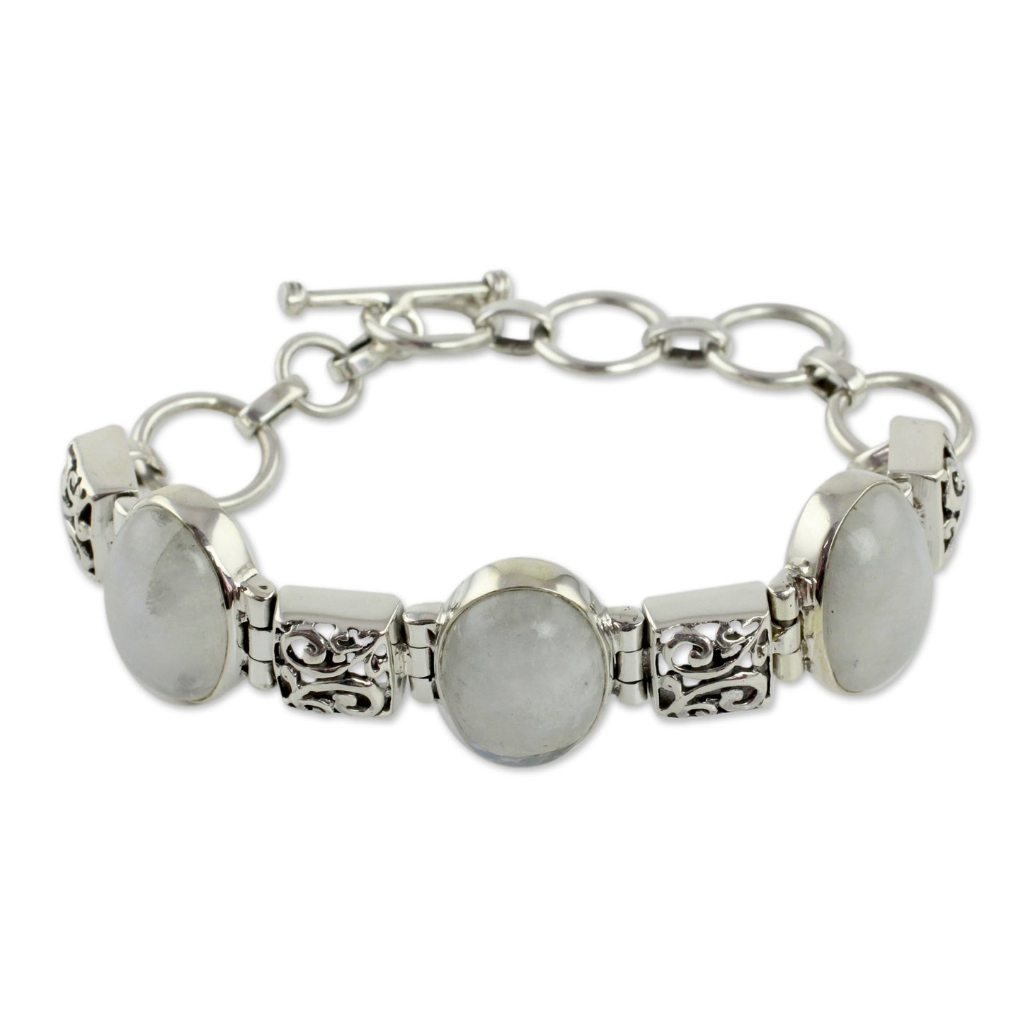 Floral Legends Artisan Crafted Moonstone Sterling Silver Bracelet