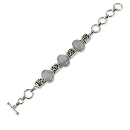 Floral Legends Artisan Crafted Moonstone Sterling Silver Bracelet