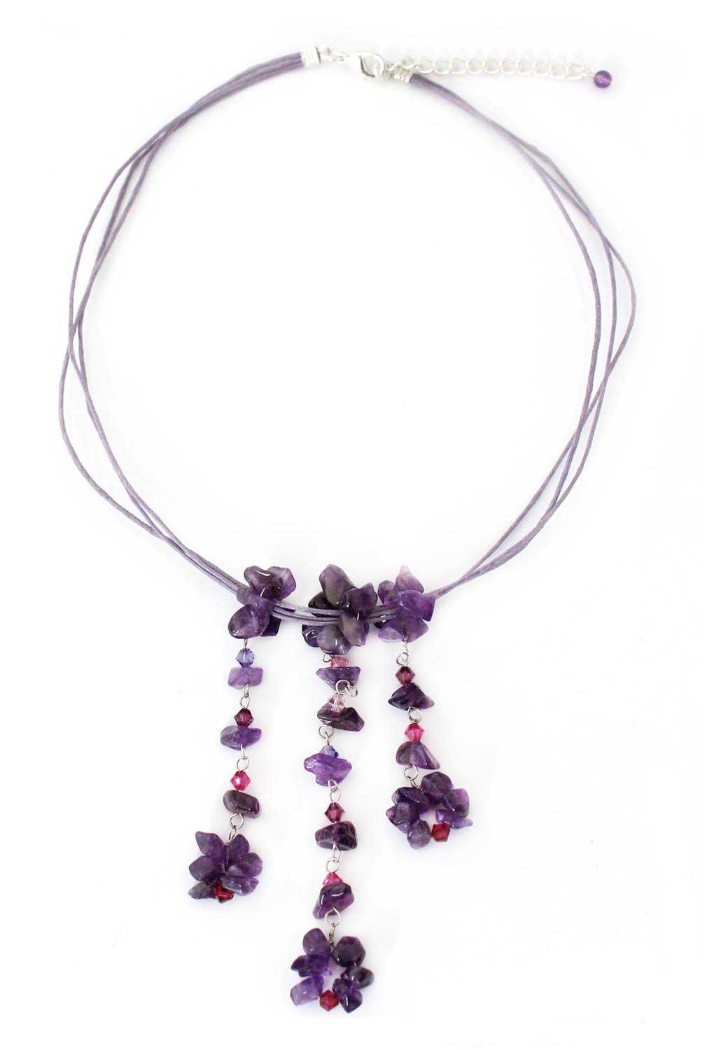 Waterfall Amethyst Glass Bead Necklace