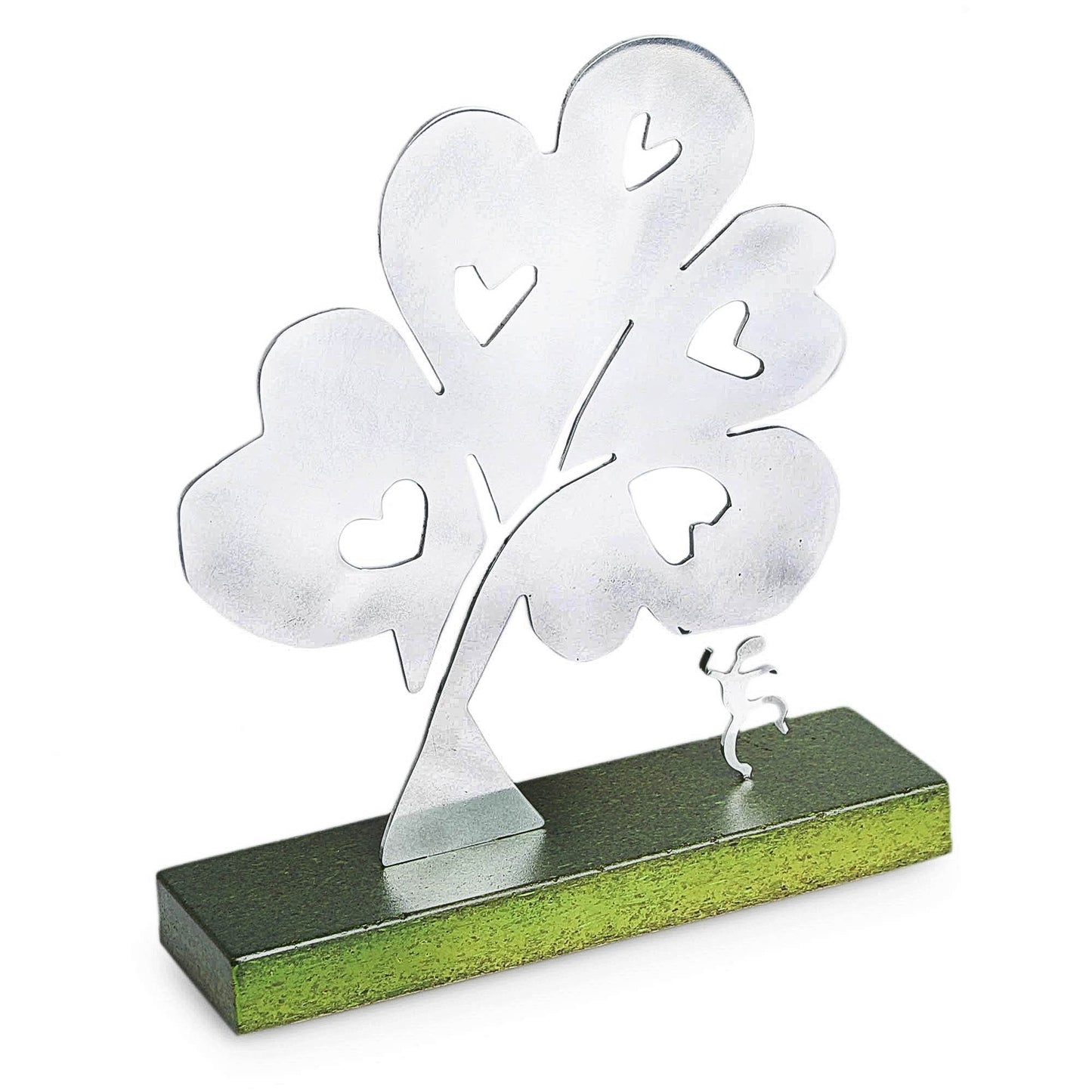 Tree Of Hearts I Aluminum and Wood Sculpture