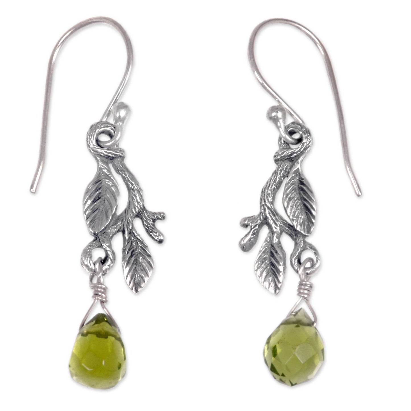 Rainforest Glass & Sterling Silver Dangle Earrings