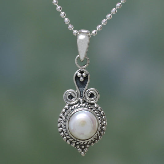 Cloud of Desire Artisan Crafted Sterling Silver Necklace with Pearl Pendant