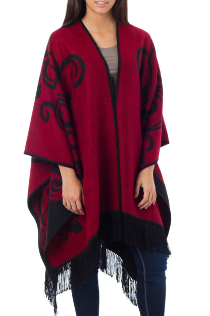 Strawberry Blossom Alpaca Reversible Poncho