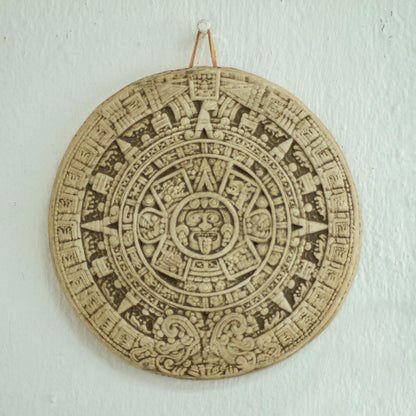 Small Beige Aztec Calendar Ceramic plaque