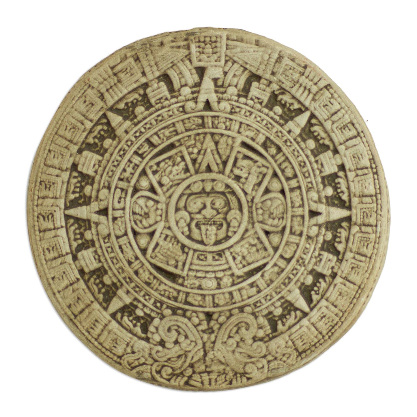 Small Beige Aztec Calendar Ceramic plaque