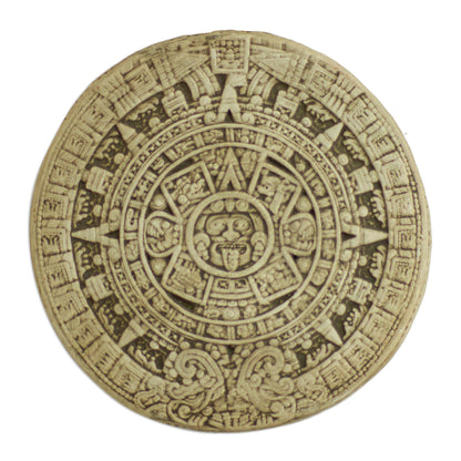 Small Beige Aztec Calendar Ceramic plaque