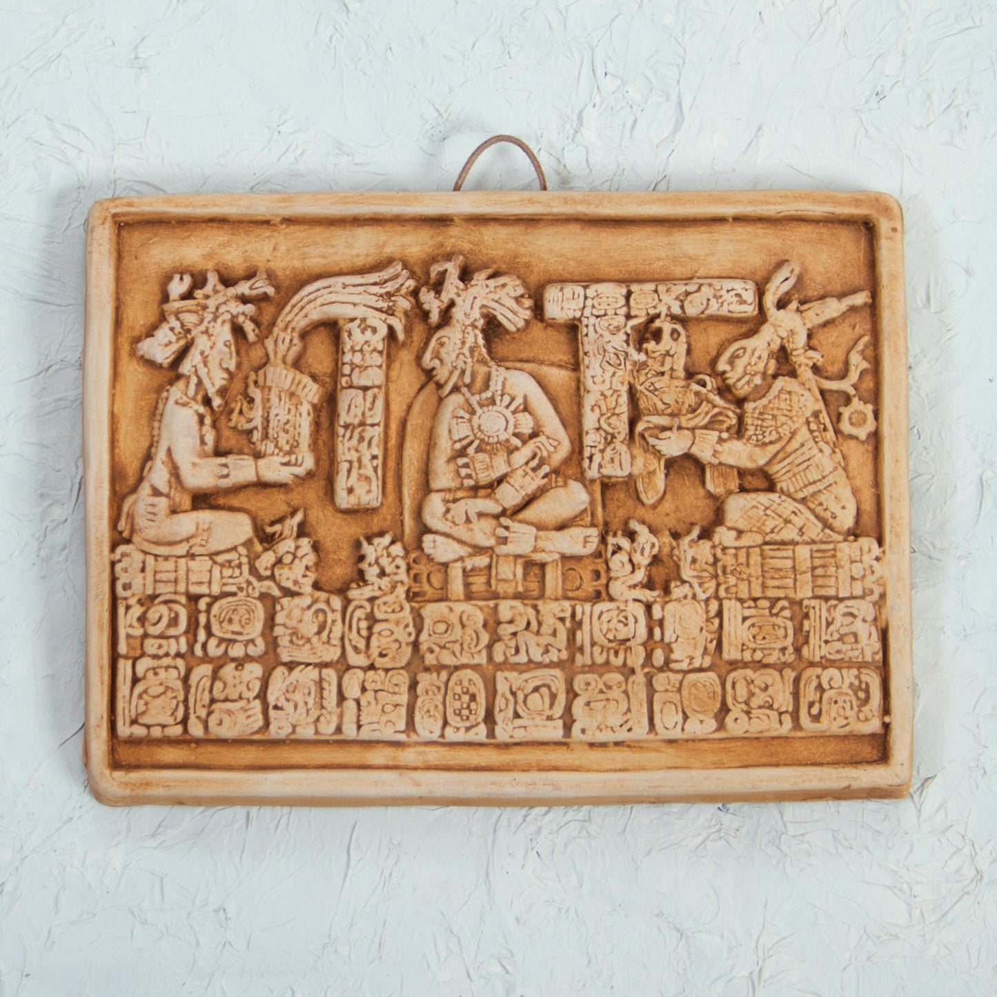 Maya Coronation In Ochre Ceramic Wall Plaque