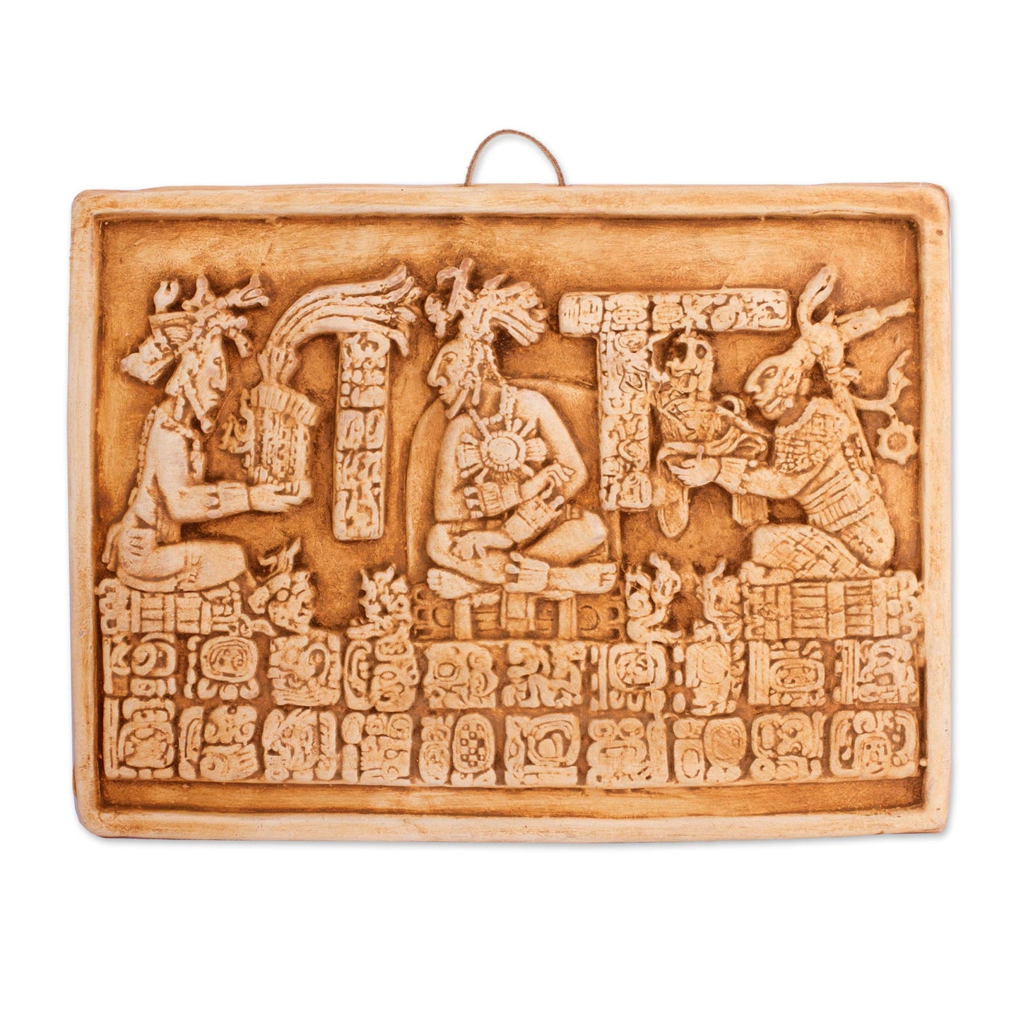 Maya Coronation In Ochre Ceramic Wall Plaque