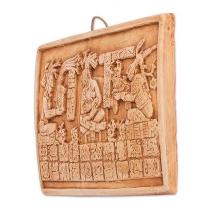 Maya Coronation In Ochre Ceramic Wall Plaque