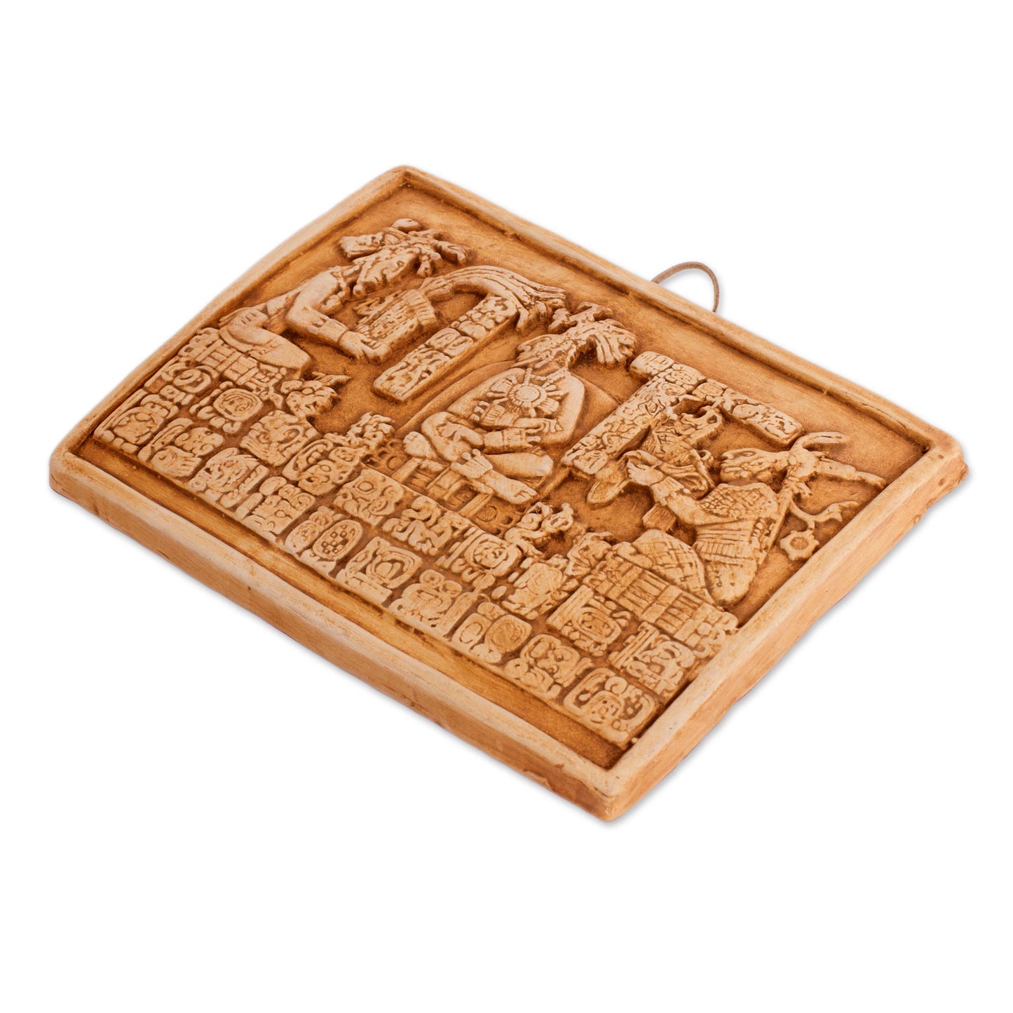 Maya Coronation In Ochre Ceramic Wall Plaque