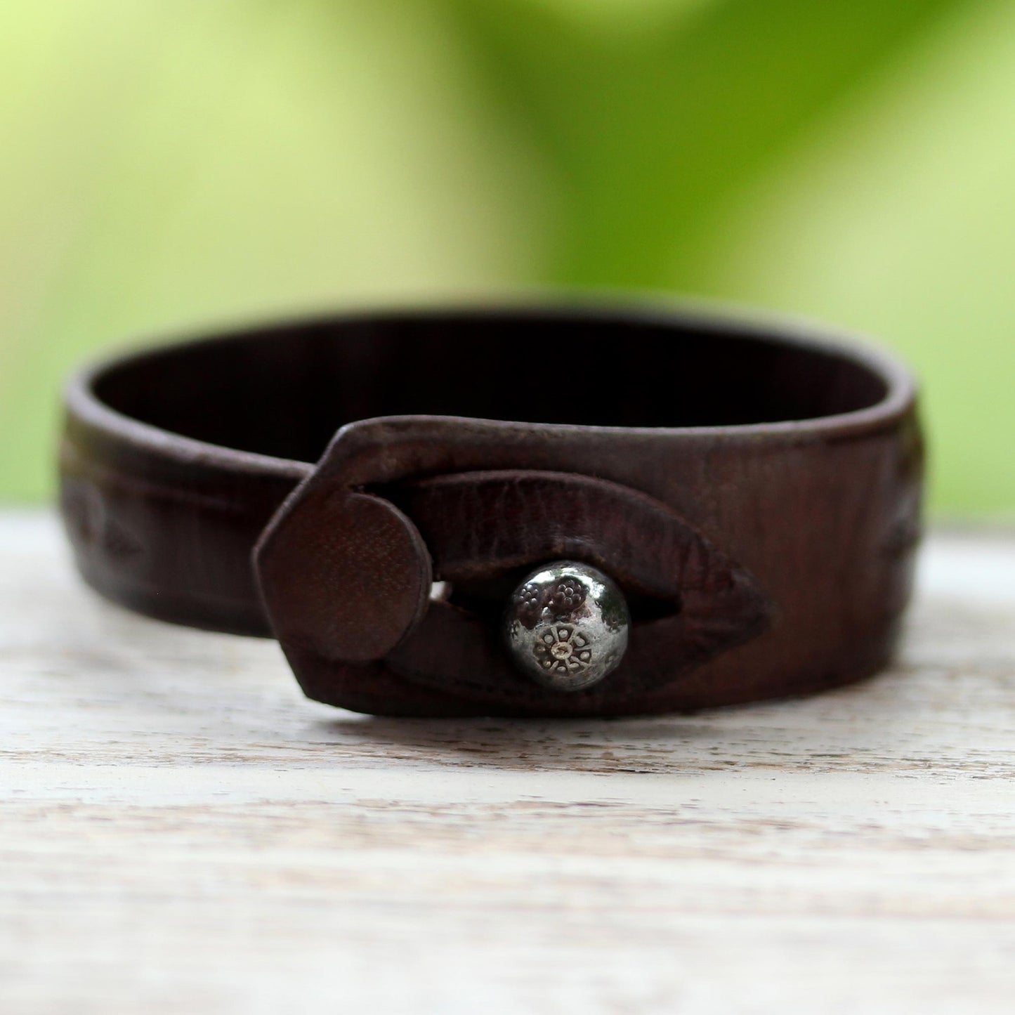 Floral Chimes Leather wristband bracelet