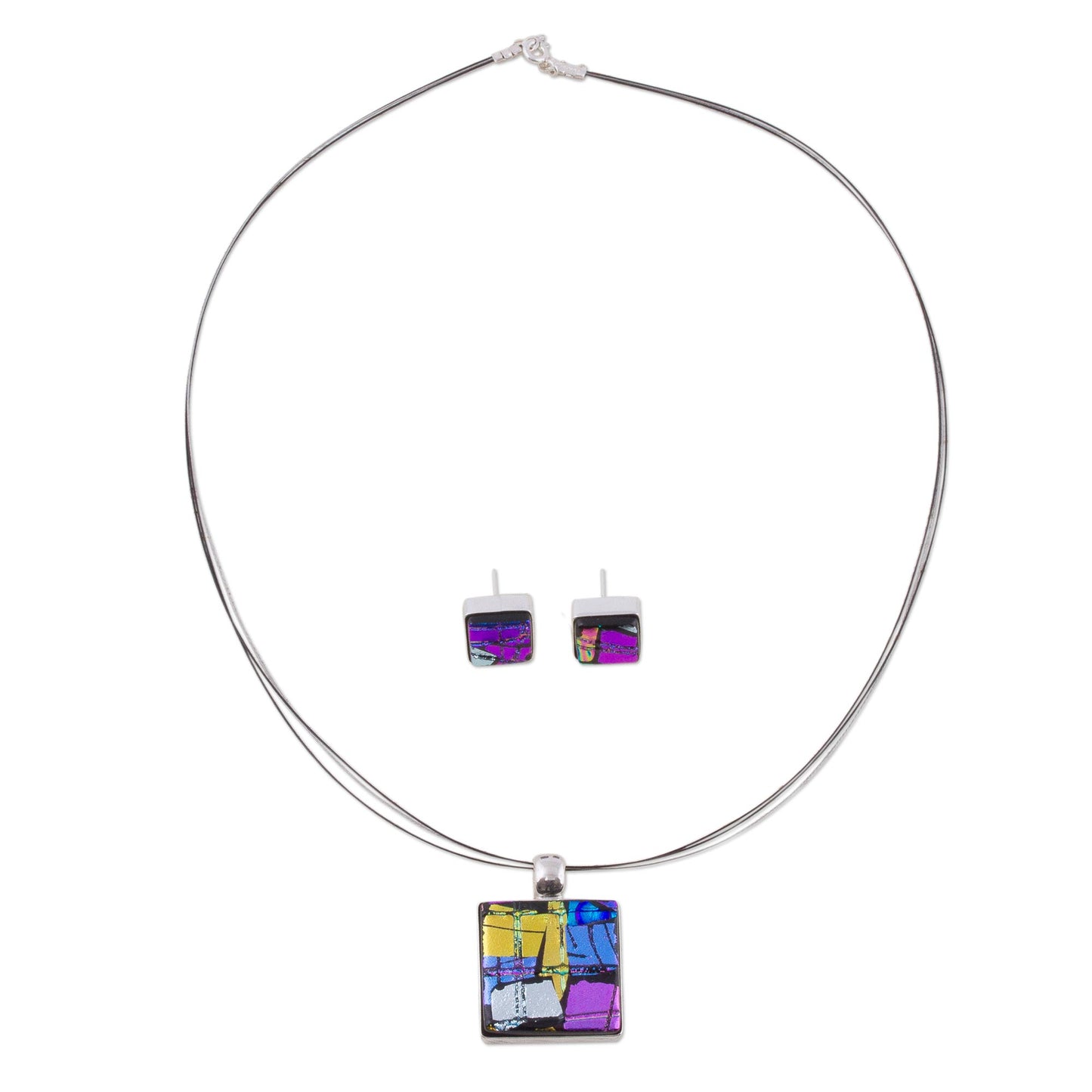 Jigsaw Sterling Silver & Glass Jewelry Set