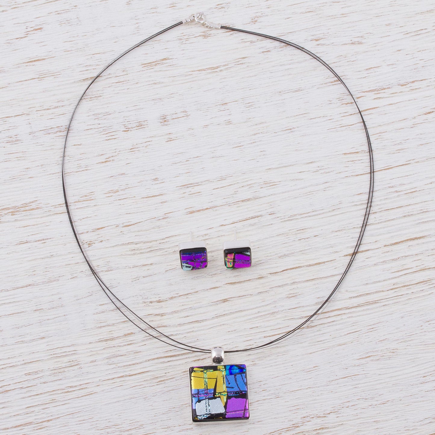 Jigsaw Sterling Silver & Glass Jewelry Set