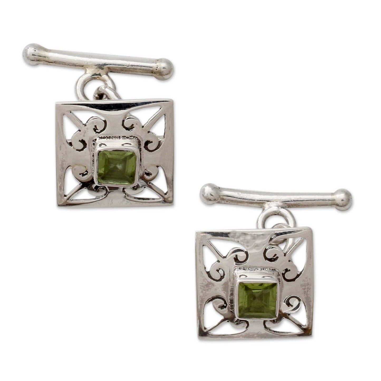 Quadrant Sterling Silver Peridot Cufflinks