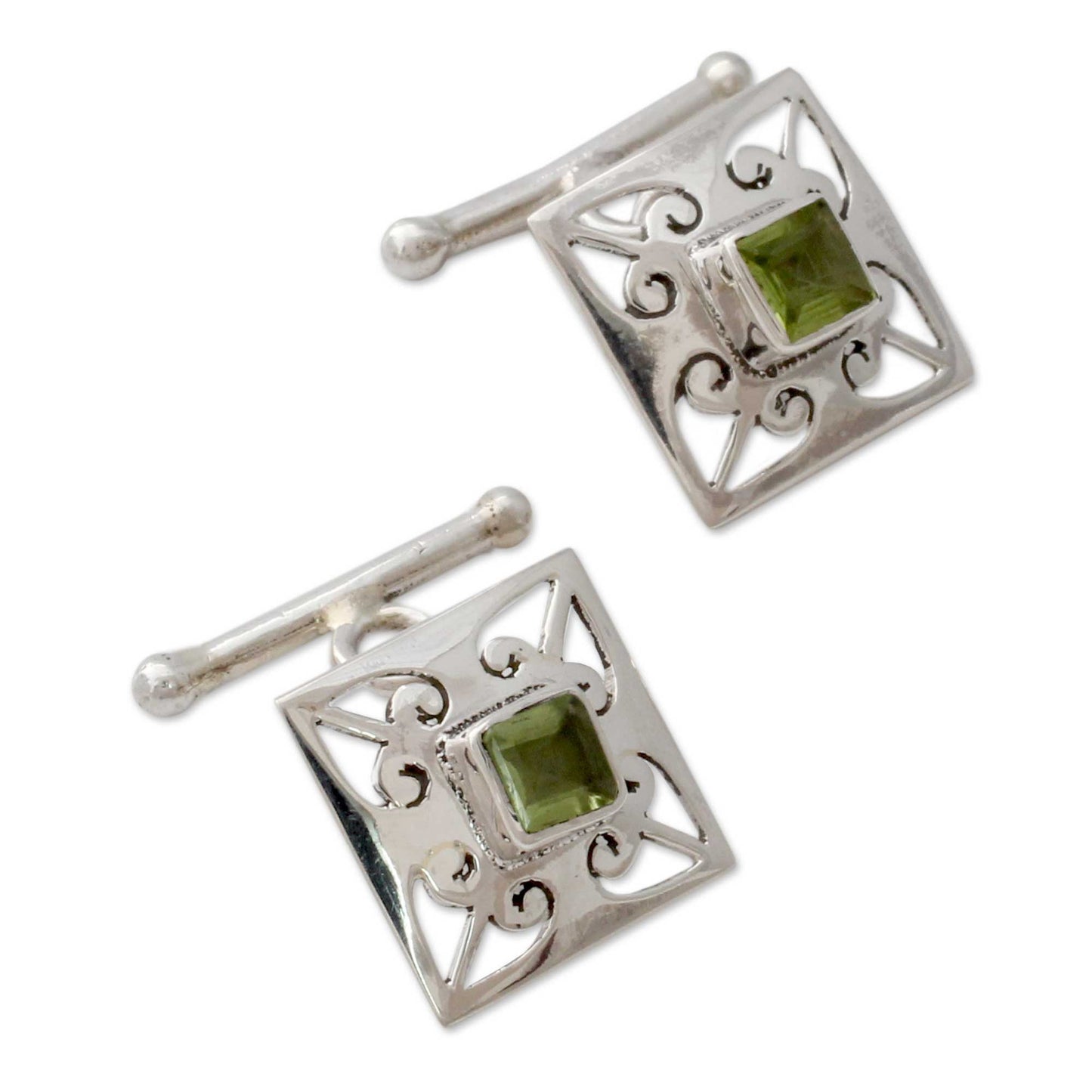 Quadrant Sterling Silver Peridot Cufflinks