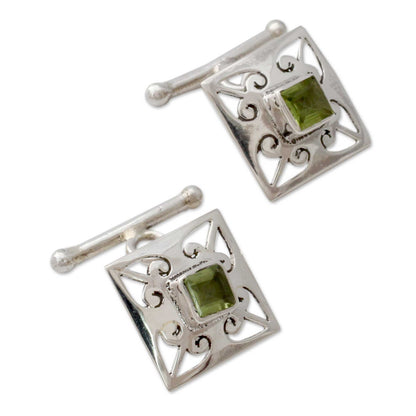 Quadrant Sterling Silver Peridot Cufflinks