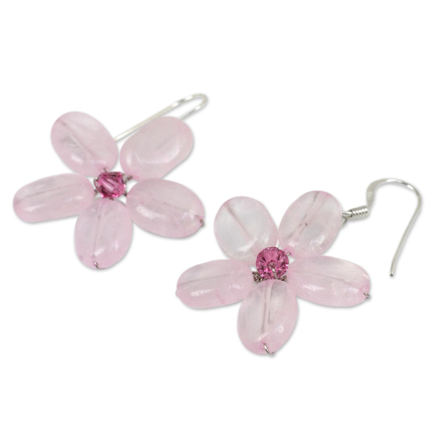 Mystic Daisy Rose Quartz Beaded Earrings