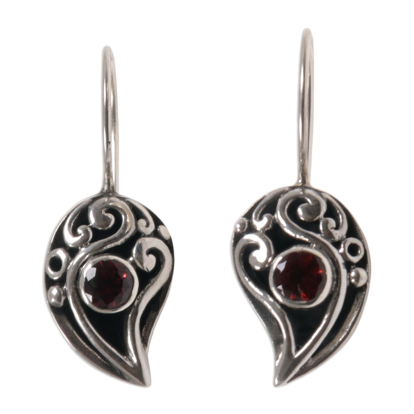 Dancing Dewdrops Sterling Silver Garnet Drop Earrings