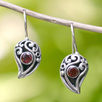 Dancing Dewdrops Sterling Silver Garnet Drop Earrings