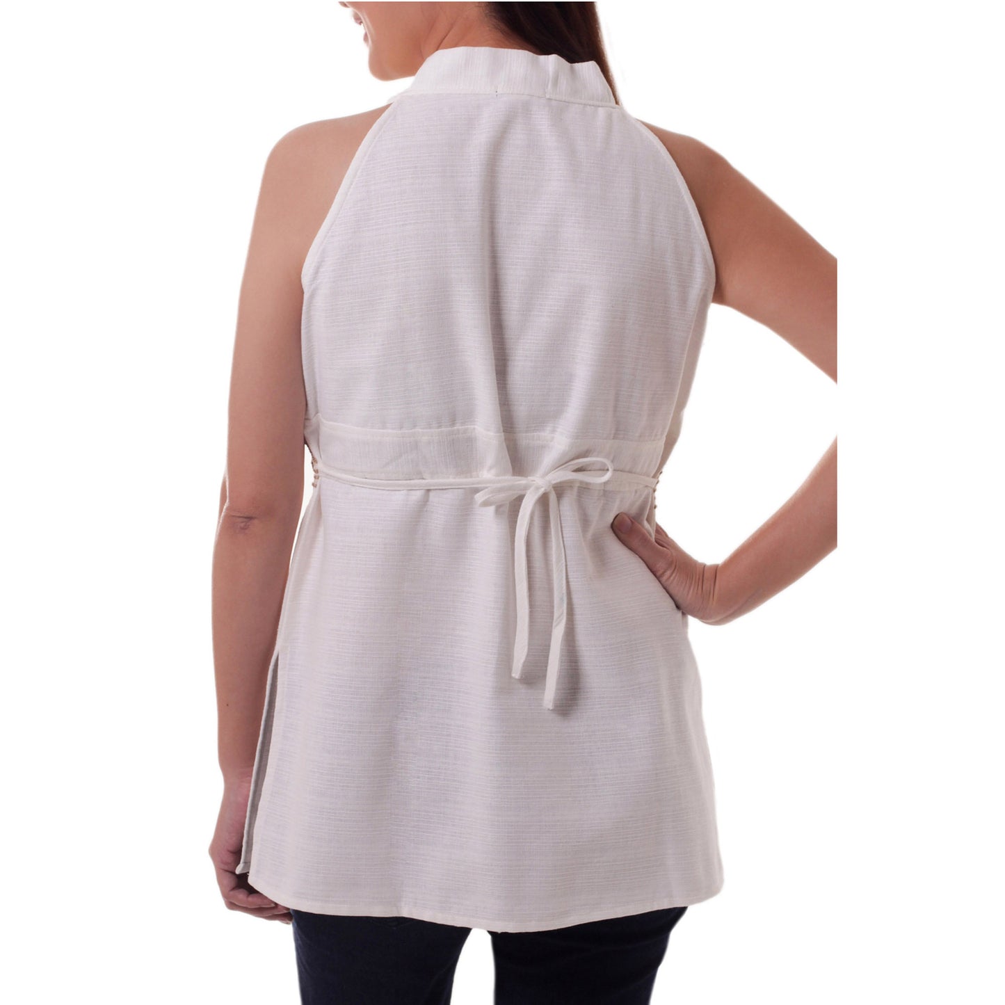 Smart Chic Ivory Cotton Blouse