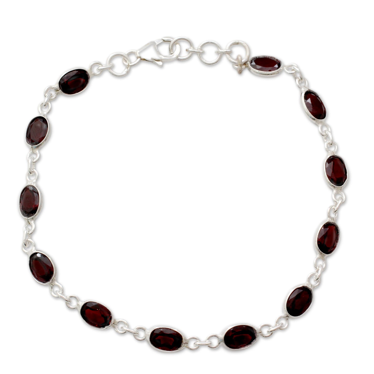 Romantic Red Garnet Silver Tennis Bracelet