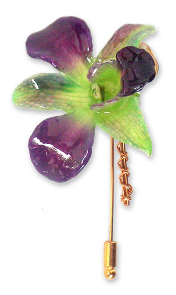 Orchid Dreams Gold Flower Brooch