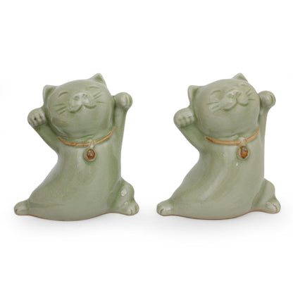 NOVICA - Good Luck Ceramic Maneki Neko Statuettes