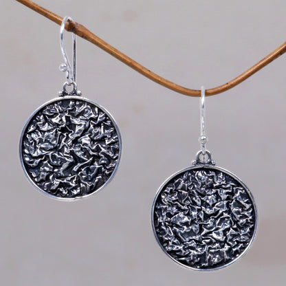 Full Moon Modern Sterling Silver Dangle Earrings