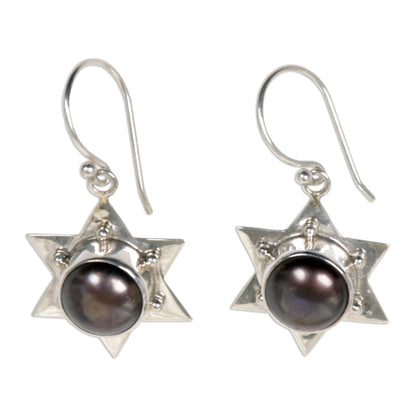 Black Bali Star Sterling Silver Earrings