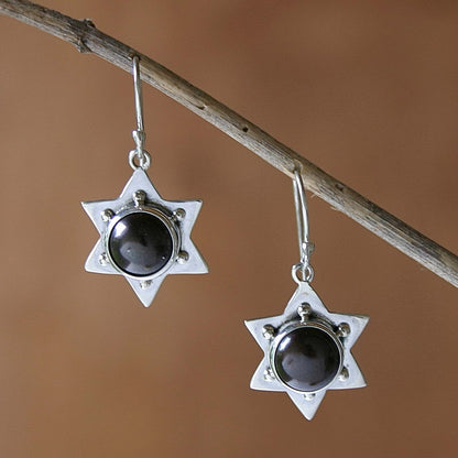 Black Bali Star Sterling Silver Earrings