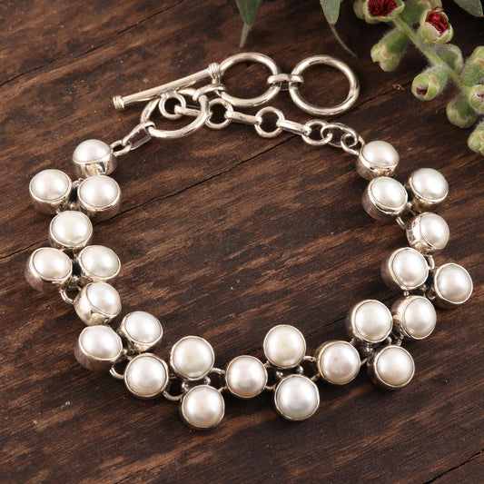 Many Moons Handmade Bridal Jewelry Sterling Silver and Pearl Bracelet