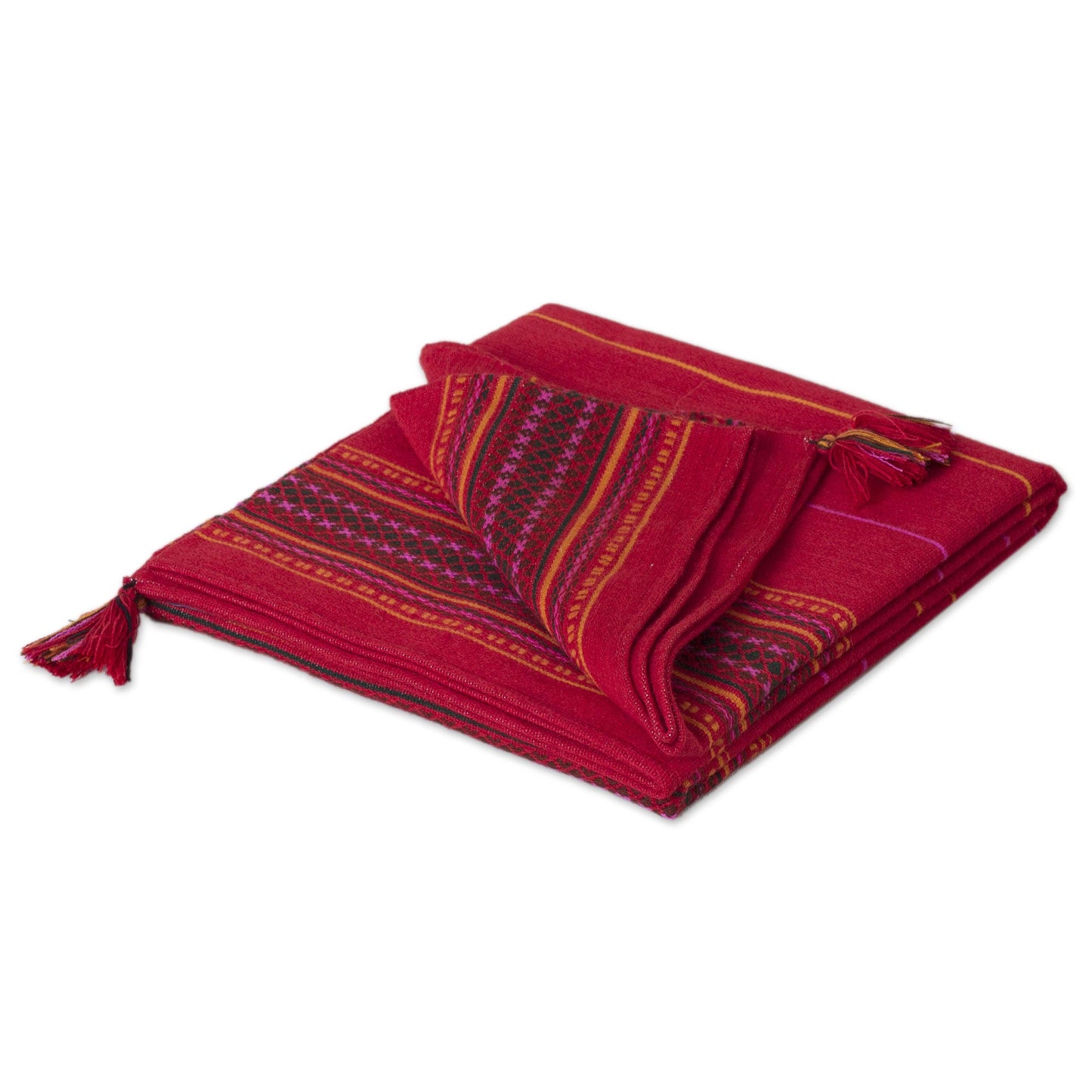 Red Butterfly Alpaca Wool Blend Red Throw Blanket