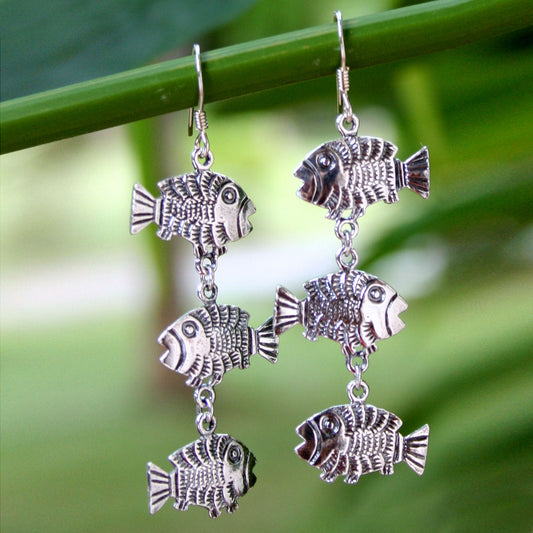 Thai Fish Sterling Silver Earrings