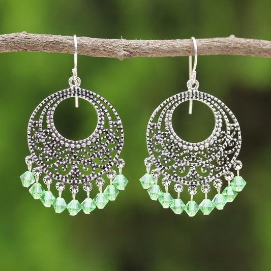 Moroccan Mint Sterling Silver Beaded Earrings