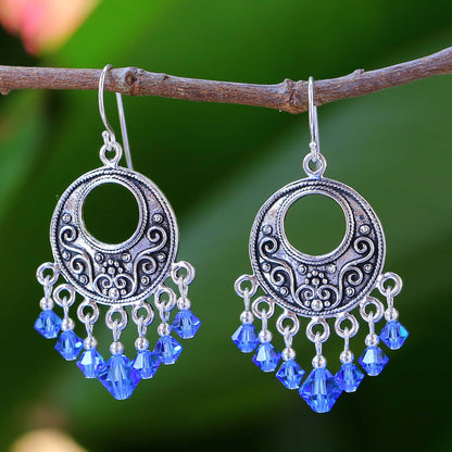 Blue Whispers Sterling silver dangle earrings