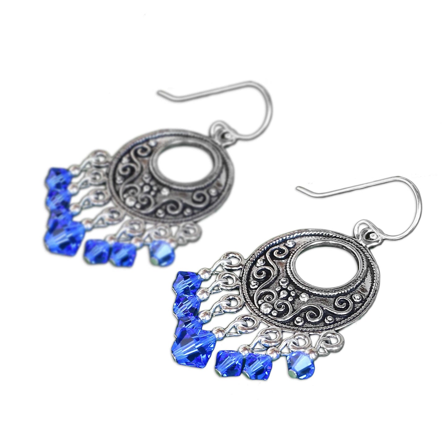 Blue Whispers Sterling silver dangle earrings