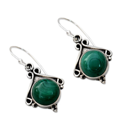 Forest Charm Sterling Silver and Malachite Dangle Earrings