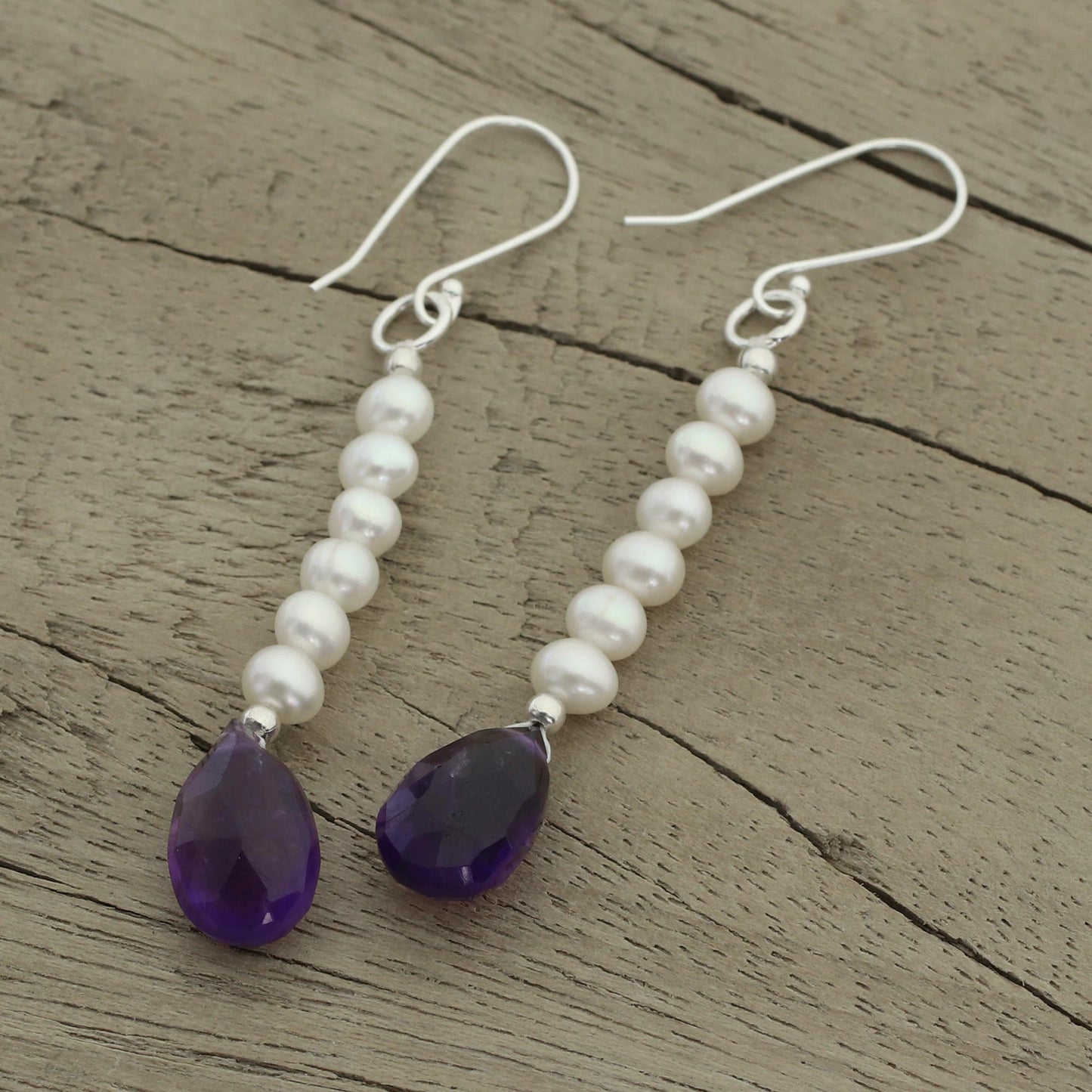 Timeless Treasures Pearl and amethyst earrings