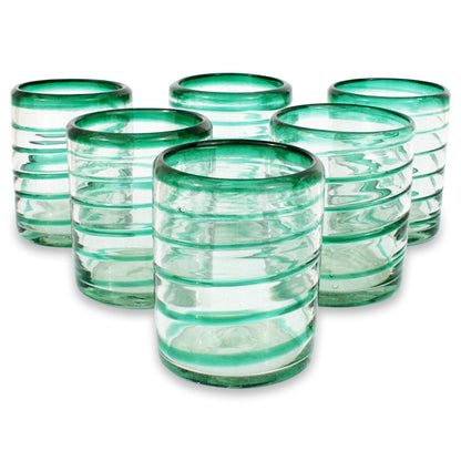 Emerald Spiral Recycled Glass Green Drinking Glasses