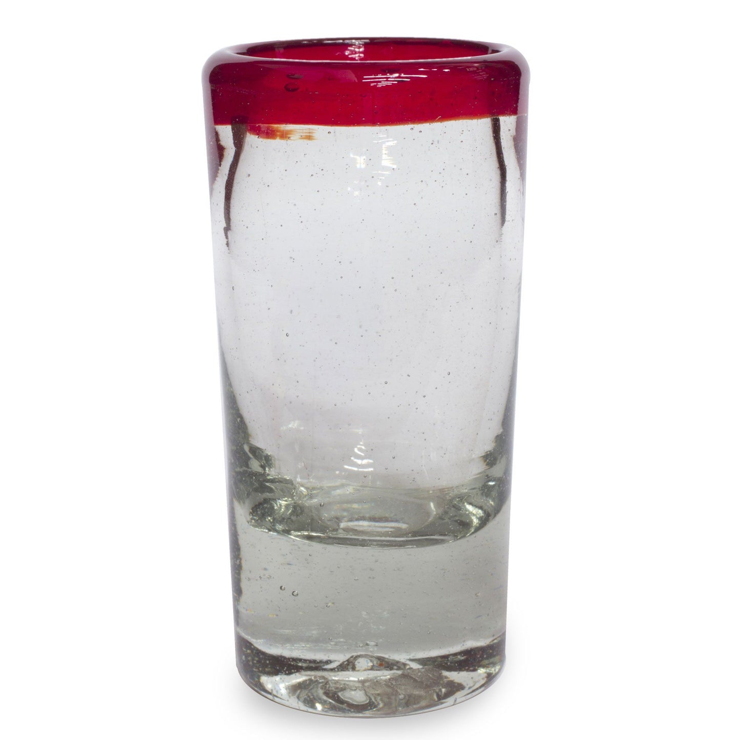 Hand-Blown Red Rim Shot Glass - Set of 6