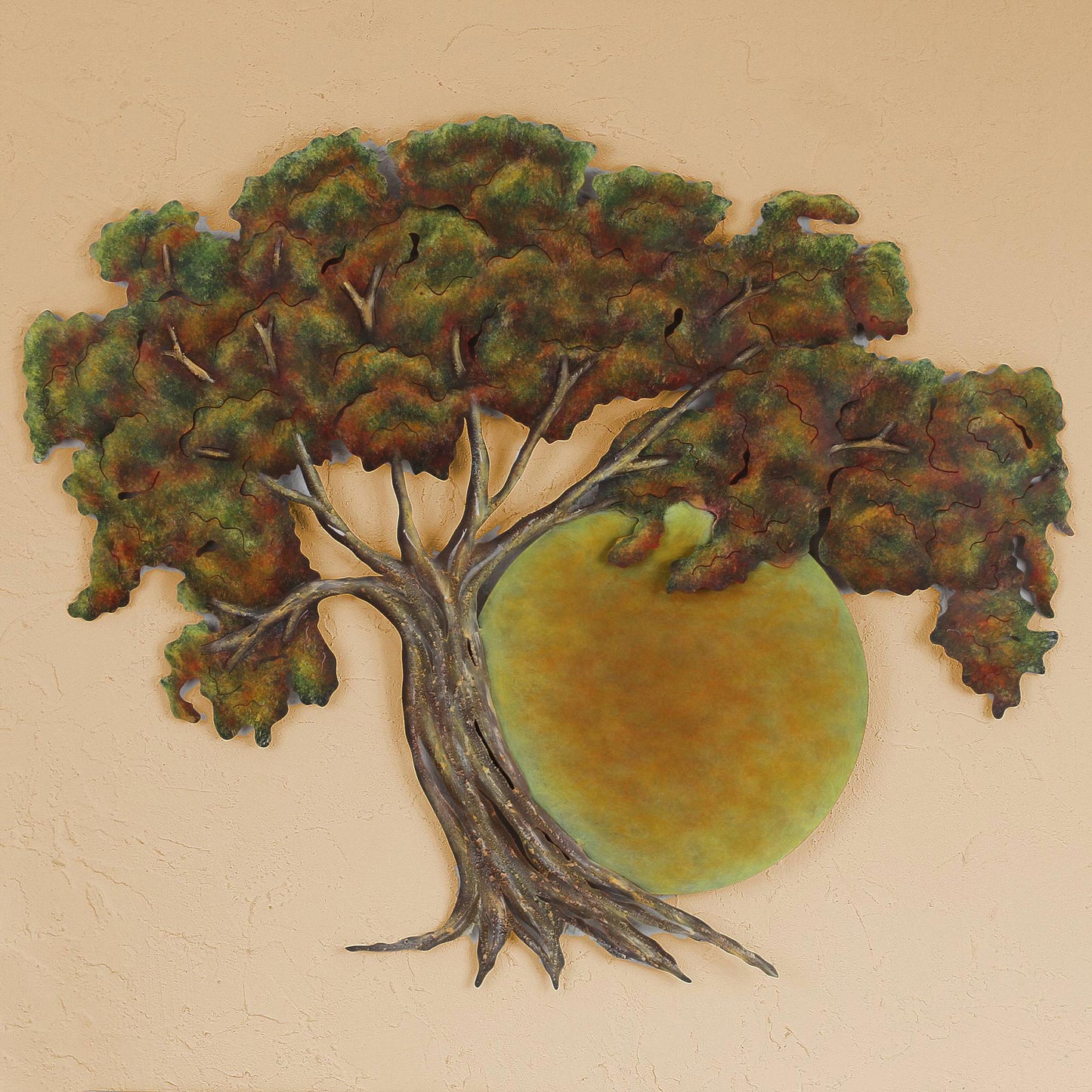 Sunset Oak Oak Tree at Sunset Hand Crafted Steel Wall Art from Mexico