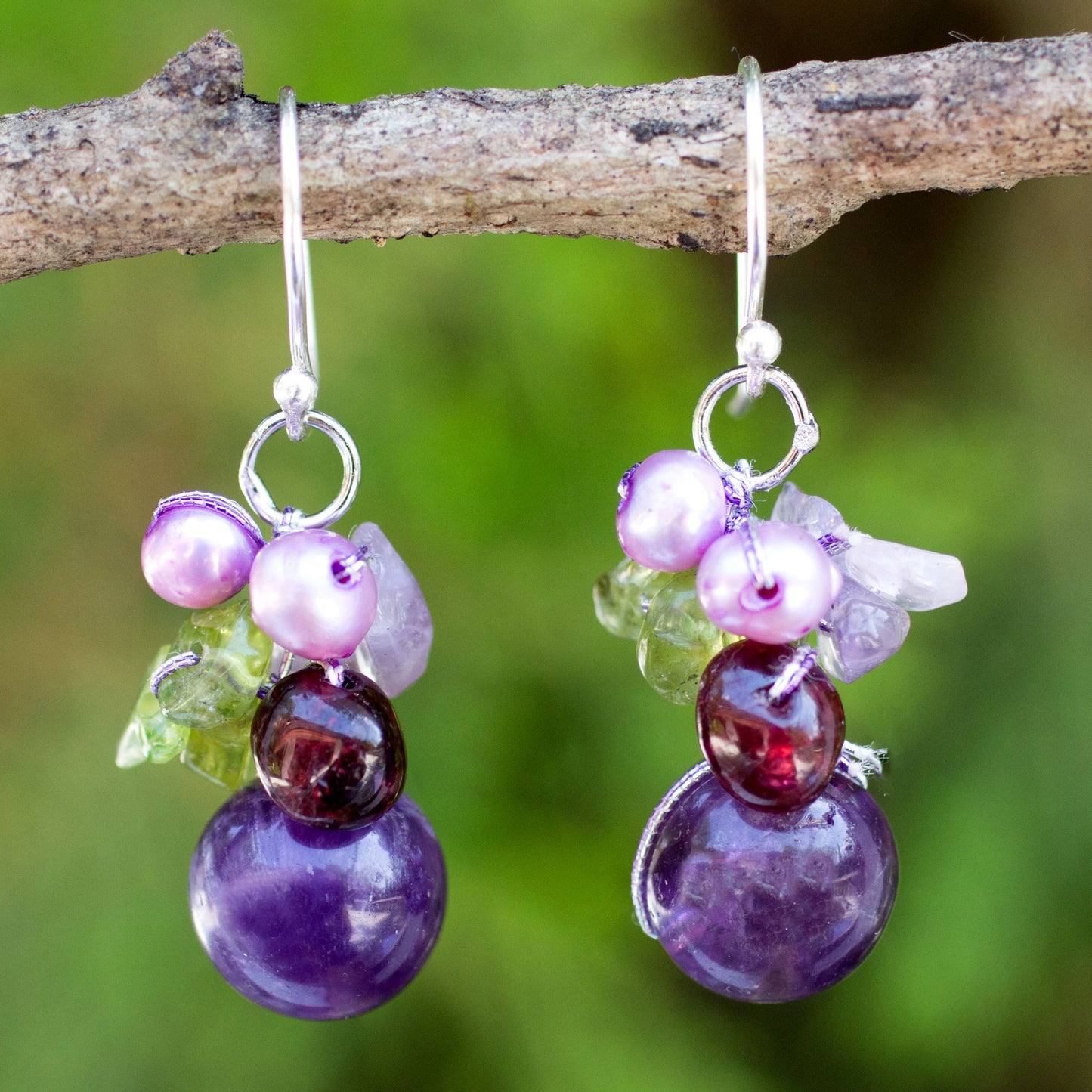 Bright Bouquet Gemstone & Pearl Cluster Earrings