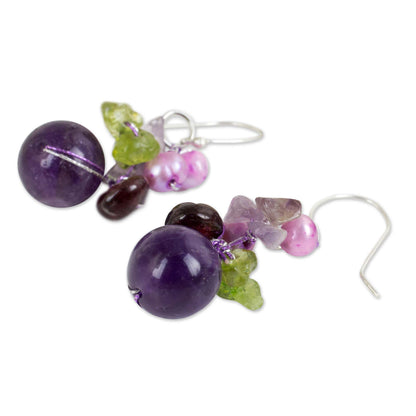 Bright Bouquet Gemstone & Pearl Cluster Earrings