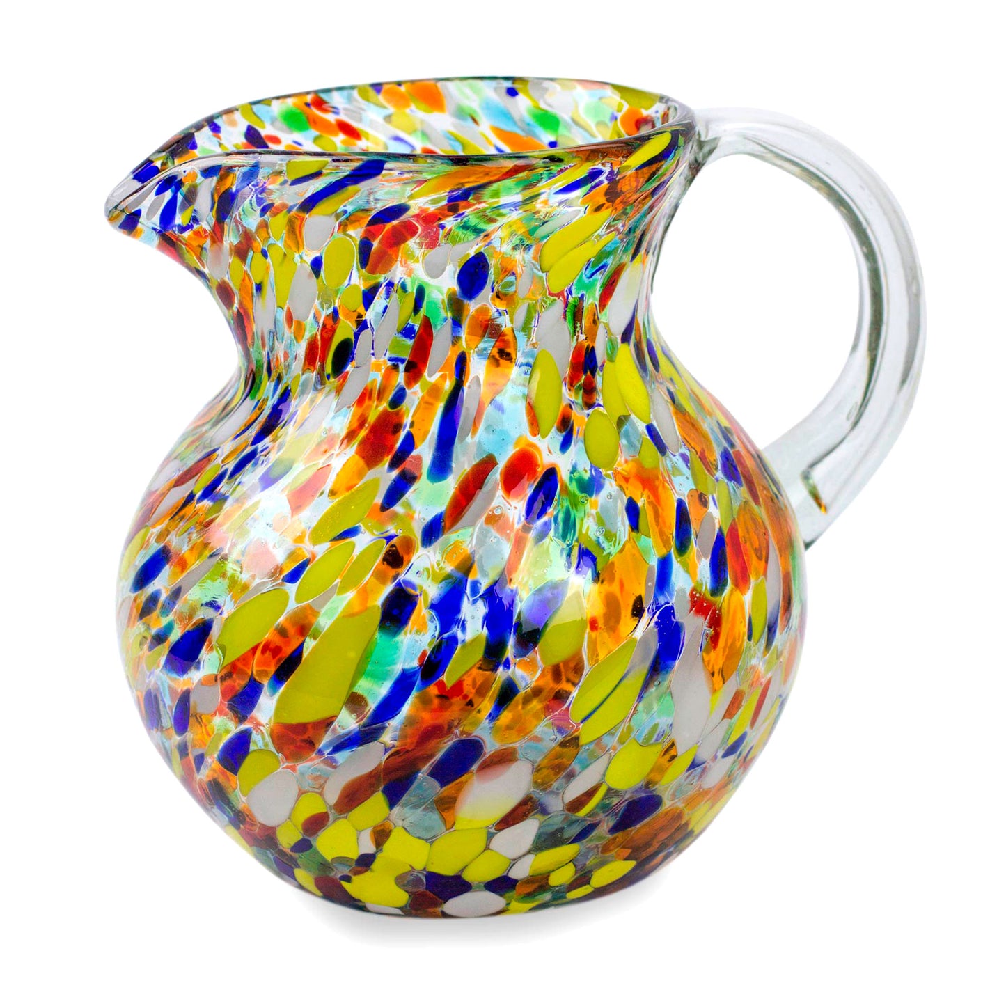 Confetti Hand Blown Glass Pitcher 71 Oz Multicolor Mexican Art