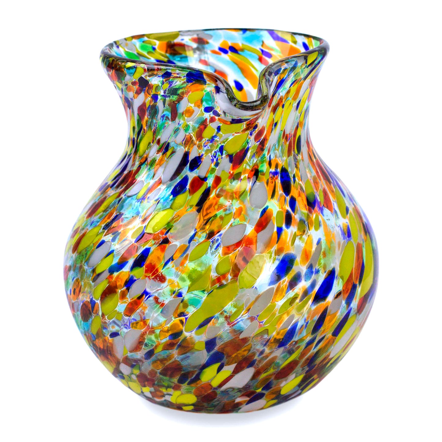 Confetti Hand Blown Glass Pitcher 71 Oz Multicolor Mexican Art